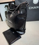   CHANEL 22 SMALL HANDBAG SILVER LOGO BLACK CALF