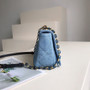 Christian Dior SMALL DIOR CARO BAG Blue Macrocannage Linen