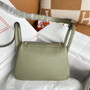 Hermes Mini Lindy 20cm Bag Q1 SAUGE Togo Leather Gold Hardware