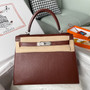HERMES Chevre Mysore  Havane Kelly Sellier 28 Palladium Hardware 