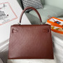 HERMES Chevre Mysore  Havane Kelly Sellier 28 Palladium Hardware 