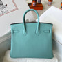  Hermes Blue Atoll 3P Birkin 25cm Togo Palladium Hardware