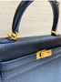 HERMÈS KELLY 25CM BLACK SELLIER CHEVRE GOATSKIN GOLD HARDWARE