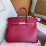 Hermes Framboise Lizard Birkin Bag 25cm Palladium Hardware