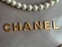 CHANEL 22 MINI HANDBAG GOLD LOGO GREY WITH PEARL SS2023 