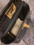 Hermes 2424 Mini Touch Black Volupto Leather  with Alligator Gold Hardware
