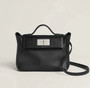 Hermes 2424 Mini Touch Black Volupto Leather  with Lizard Palladium Hardware