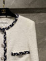 Chanel Cruise 2023 White Cotton Tweed Jacket 