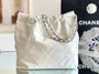 Chanel CHANEL 22 SMALL WHITE HANDBAG WITH SILVER HARDWARE