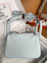 Hermes Mini Lindy 20cm Bag  Blue Haze Togo Leather Palladium Hardware