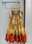 Christian Dior LONG DRESS Cotton and Silk Poplin with Fuego Motif