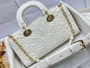 Christian Dior MEDIUM LADY D-JOY BAG Latte Quilted-Effect Lambskin with Ornamental Motif