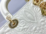 Christian Dior MEDIUM LADY D-JOY BAG Latte Quilted-Effect Lambskin with Ornamental Motif