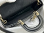 Christian Dior MEDIUM LADY D-JOY BAG Black Quilted-Effect Lambskin with Ornamental Motif