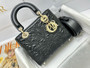 Christian Dior SMALL LADY DIOR MY ABCDIOR BAG Black Quilted-Effect Lambskin with Ornamental Motif 