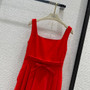 Christian Dior MID-LENGTH DRESS Red Wool and Silk Shantung