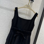 Christian Dior MID-LENGTH DRESS Black Wool and Silk Shantung