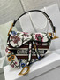 Christian Dior SADDLE BAG White Multicolor Dior Petites Fleurs Embroidery 