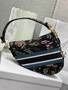 Christian Dior SADDLE BAG Black Multicolor Dior Petites Fleurs Embroidery