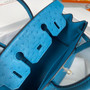 Hermes Blue Izmir Birkin Bag 25cm Ostrich Leather Gold Hardware