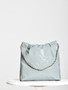 CHANEL 22 SMALL HANDBAG LIGHT BLUE GOLD LOGO