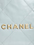CHANEL 22 SMALL HANDBAG LIGHT BLUE GOLD LOGO 