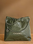 CHANEL 22 SMALL HANDBAG OLIVE SILVER LOGO 