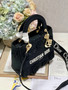 Christian Dior MEDIUM LADY D-LITE BAG D-Lace Embroidery with 3D Macramé Effect Black