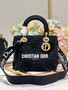 Christian Dior MEDIUM LADY D-LITE BAG D-Lace Embroidery with 3D Macramé Effect Black