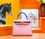 Hermes Rose Confetti /Blue Nuit  Sellier Kelly 25 cm Epsom Gold Hardware
