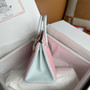 Hermes Special Order Sakura Pink/Bleu Pale  Birkin 25 cm Chèvre Gold Hardware