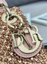 Christian Dior MINI LADY DIOR BAG Square-Motif Embroidery Set with Pink Strass and White Round Beads