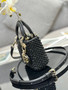 Christian Dior MINI LADY DIOR BAG Square-Motif Embroidery Set with black Strass and White Round Beads 