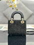 Christian Dior MINI LADY DIOR BAG Square-Motif Embroidery Set with black Strass and White Round Beads 