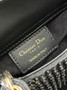 Christian Dior MINI LADY DIOR BAG Square-Motif Embroidery Set with black Strass and White Round Beads 