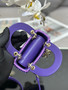 Christian Dior MINI LADY DIOR BAG Square-Motif Embroidery Set with purpleStrass and White Round Beads