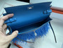 Hermes Kelly Elan Shoulder Strap Bag with Ostrich Feathers blue Sellier