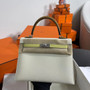 Hermes Special Order Craie/ Jaune Poussin/ Sesame Kelly 25 cm Epsom Palladium  Hardware