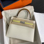 Hermes Special Order Craie/ Jaune Poussin/ Sesame Kelly 25 cm Epsom Palladium  Hardware
