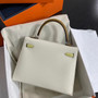 Hermes Special Order Craie/ Jaune Poussin/ Sesame Kelly 25 cm Epsom Palladium  Hardware