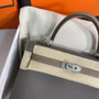 Hermes Special Order Etain/ Etoupe Kelly 25 cm Epsom Palladium  Hardware
