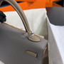 Hermes Special Order Etain/ Etoupe Kelly 25 cm Epsom Palladium  Hardware