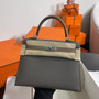 Hermes Special Order Etain/ Etoupe Kelly 25 cm Epsom Palladium  Hardware