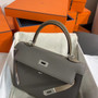 Hermes Special Order Etain/ Etoupe Kelly 25 cm Epsom Palladium  Hardware