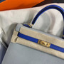 Hermes Special Order Girls Mouette/Blue Zellige Kelly 25 cm Epsom Gold Hardware