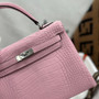 Hermes Sakura Pink Alligator KELLY 25 WITH PALLADIUM  HARDWARE