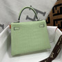 Hermes Mint Alligator KELLY 25 WITH PALLADIUM  HARDWARE