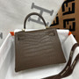 Hermes Chocolate Alligator KELLY 25 WITH GOLD  HARDWARE