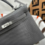 Hermes Etain Alligator KELLY 25 WITH Palladium HARDWARE