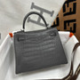Hermes Etain Alligator KELLY 25 WITH Palladium HARDWARE